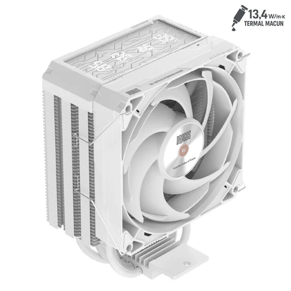 Dragos DIGITAL Isı Göstergeli 4 Isı Borulu 3000RPM 220W Intel & AMD Beyaz Kule Tipi CPU Soğutucu