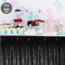 Siyah Masa Eteği, 2 Adet Siyah Arka Fon - Resim 2