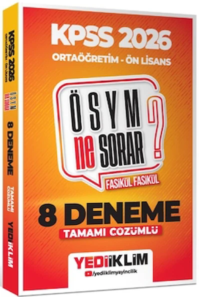 2026 KPSS ÖSYM Ne Sorar Ortaöğretim Ön Lisans Tamamı Çözümlü Fasikül 8 Deneme / 9786254319600 ürün görseli