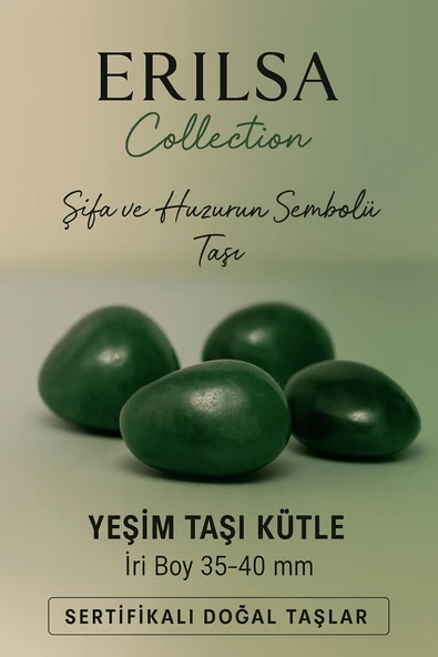 Sertifikalı Yeşim (Green Jade) Taşı Kütle 35–40 mm – İri Boy Şifa ve Huzur Taşı ürün görseli