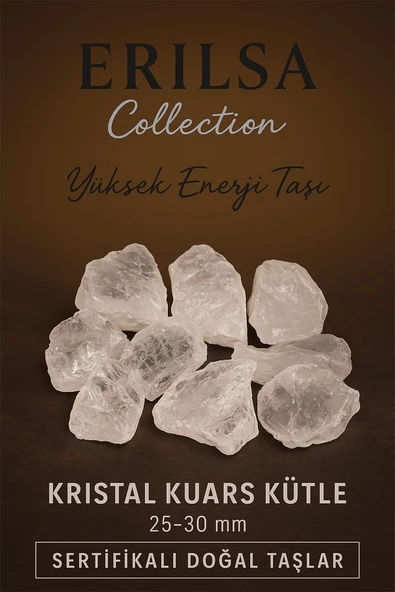 Sertifikalı Kristal Kuvars Taşı Kütle 25–30 mm – Yüksek Enerji ve Arınma Taşı Doğal Ham Form ürün görseli