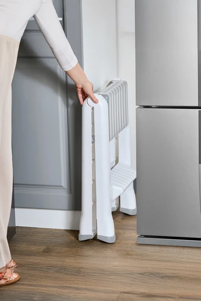 İronika 2 Basamaklı Merdiven Plastik Hafif Mutfak Tezgah Perde Merdiveni - Beyaz - Resim 4