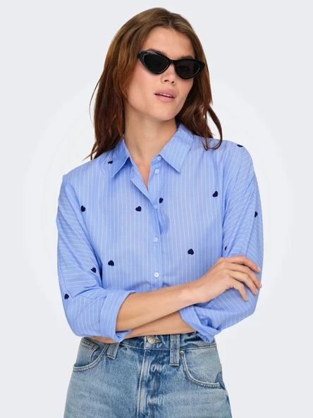 Only 15344336 Kadin Gomlek - Mavi Lacivert - Resim 4