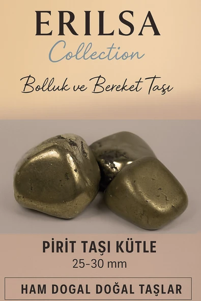 Sertifikalı Pirit Taşı Kütle 25–30 mm Ham Doğal – Bolluk Bereket ve Zenginlik Taşı ürün görseli
