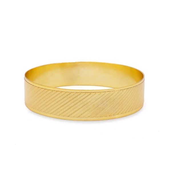 Altın Kaplama İmitasyon  Bombesiz Yan Çizgili  1,5 cm Bilezik BLZ-3130 - Resim 2