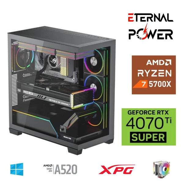 E.POWER RYZEN 7 5700X 32G DDR4 1TB M.2 RTX4070Ti Super A520 T750W
