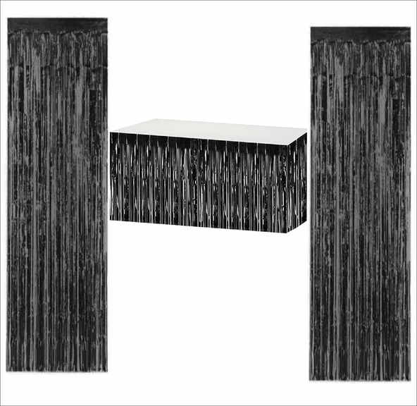 Siyah Masa Eteği, 2 Adet Siyah Arka Fon ürün görseli 1