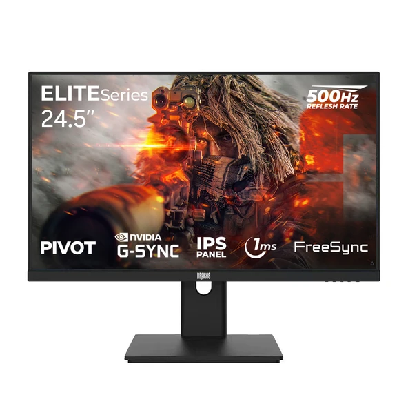 Dragos ELITESeries E245FHD500 1ms FHD 500Hz 1920x1080 24.5 İnç FreeSync G-Sync IPS Pivot Oyuncu Monitörü