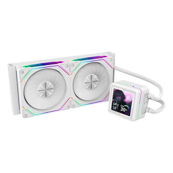 Dragos AquaForge V2 240MM Beyaz ARGB LCD Ekranlı İşlemci Sıvı Soğutucu - 2