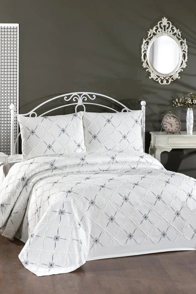 Kanola Nakışlı Şönil 3 Parça Çift Kişilik Yatak Örtüsü ürün görseli