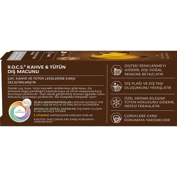 SLS İçermeyen Lekelere Karşı Beyazlatıcı Diş Macunu 60 ml Kahve Tütün Aromalı E Vitaminli - Resim 2