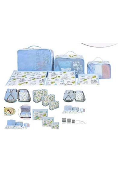 renkli çiçekler Seyahat Tipi Bavul Içi Eşya Düzenleyici Organizer Çanta 6 Adet - Resim 2