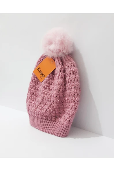 renkli çiçekler Kadın Bere Pembe Renk Tilki Bere ürün görseli 1