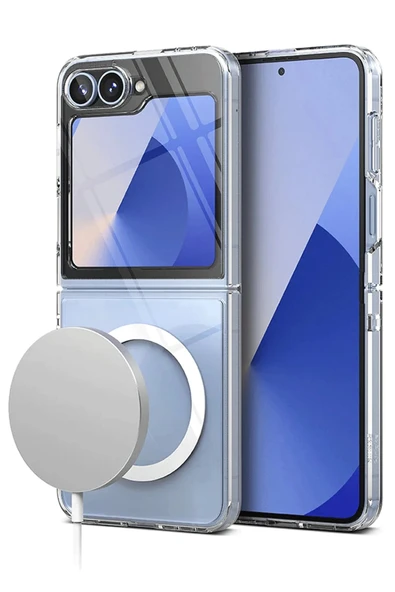 Samsung İle Uyumlu Galaxy Z Flip 7 Kılıf Mgsafe Şeffaf Silikon Kapak - Resim 3