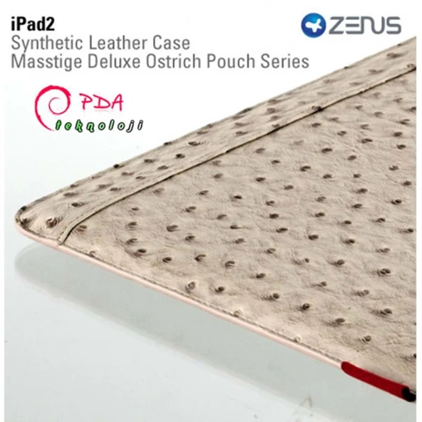 Apple iPad 2 ZENUS Marka Çekmeli Deri Kılıf - Krem Renk - Resim 2