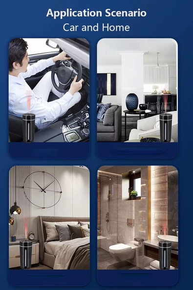 EXENAR Araç ve Ev Nemlendirici Cihazı Buharlı Koku Difüzörü Araba Koku Giderici 7 Renk Ledli Yıldızlı Siyah - Resim 6