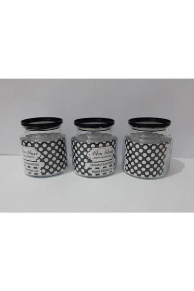 renkli çiçekler 3 Adet Siyah Renk Parlak Kapaklı Cam Kavanoz - Resim 7