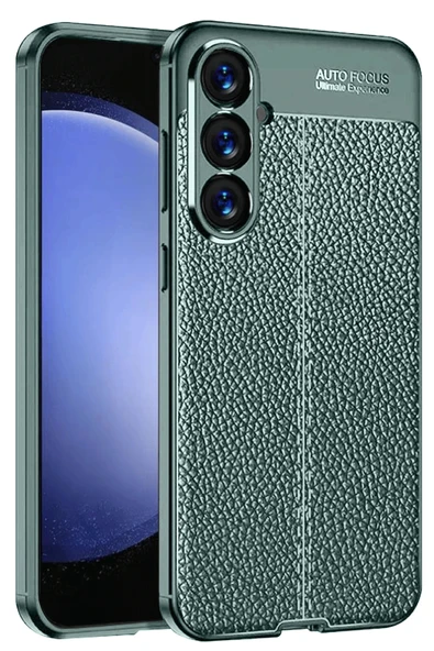 Samsung İle Uyumlu Galaxy A56 Kılıf Auto Focus Deri Görünümlü Silikon Kapak