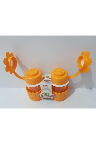 renkli çiçekler Tuzluk Baharatlık Seti 2 Li Plastik Kapaklı Cam Set - Resim 5