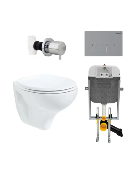 Creavit Perla Kanallı Asma Klozet ve Gömme Rezervuar Seti ürün görseli