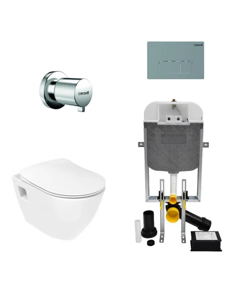 Creavit Terra (Rim-Off) Kanalsız Asma Klozet ve Gömme Rezervuar Seti ürün görseli