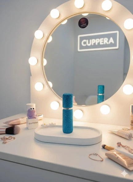 Parıldayan Elmas İşlemeli Mini Doldurulabilir Parfüm Şişesi 10 ML (Mavi)