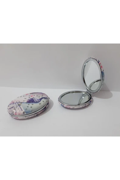 renkli çiçekler Desenli Oval Metal Ayna - Resim 3