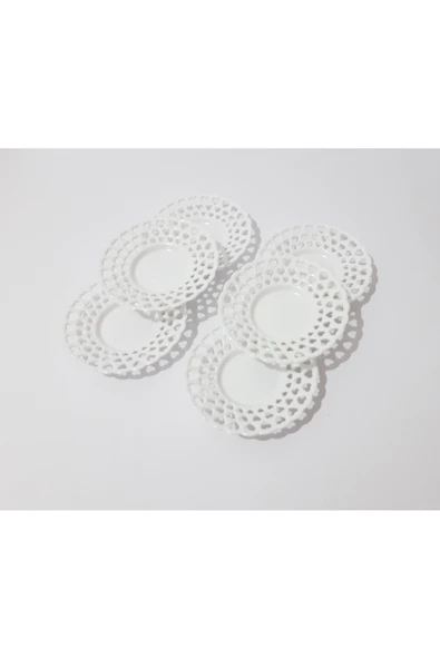 renkli çiçekler 6 Adet Çay Tabak Kalp Desenli Melamin Çay Tabağı ürün görseli 1