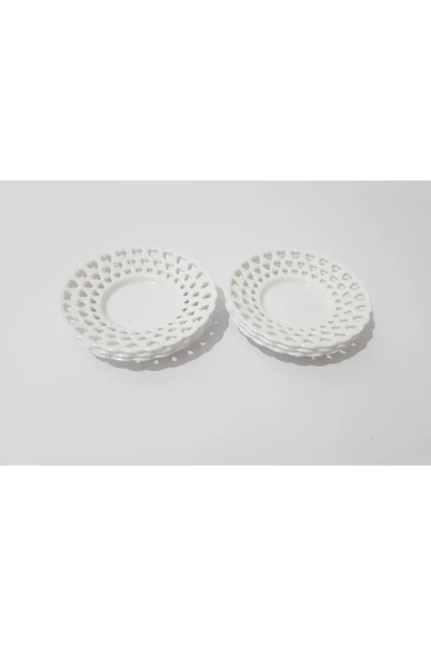 renkli çiçekler 6 Adet Çay Tabak Kalp Desenli Melamin Çay Tabağı - Resim 3