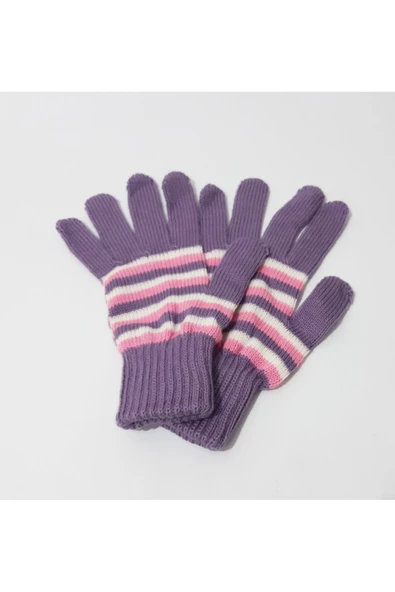 renkli çiçekler Kadın Eldiven Mor Beyaz Pembe Çizgili Kadın Eldiveni