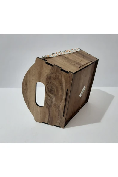 renkli çiçekler Ahşap Kare Ekmeklik - 6