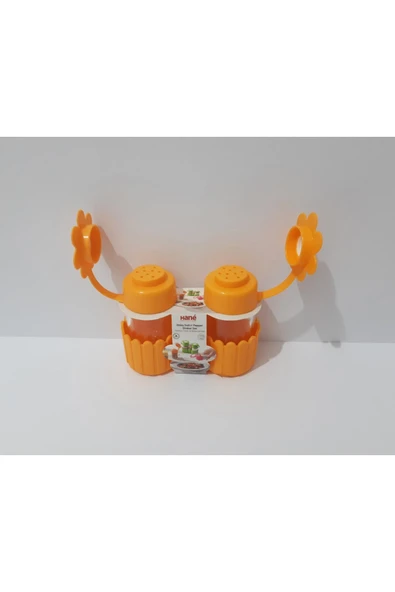 renkli çiçekler Tuzluk Baharatlık Seti 2 Li Plastik Kapaklı Cam Set - Resim 2