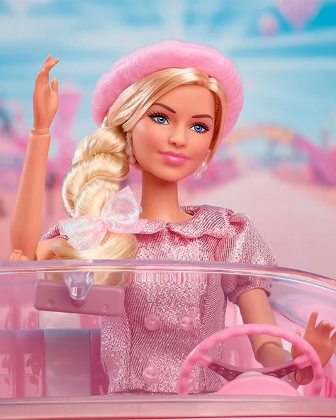 Barbie The Movie Pembe Bereli Barbie Bebek JBJ53 - 3