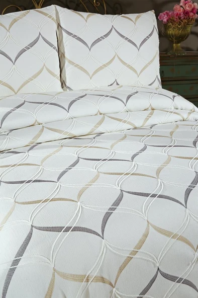 Yalina Nakışlı Şönil 3 Parça Çift Kişilik Yatak Örtüsü - Resim 2