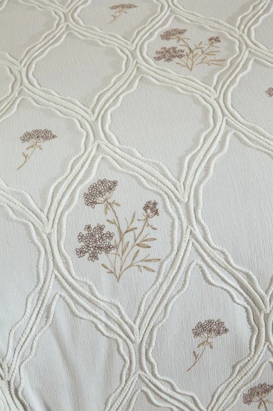 Abuda Nakışlı Şönil 3 Parça Çift Kişilik Yatak Örtüsü - Resim 2