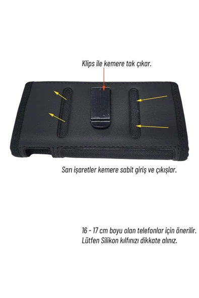 Kemere Takılan Telefon Kılıfı Cırtlı Telefon Bel Çantası Lastikli - Resim 3