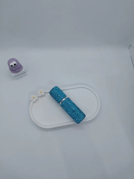 Parıldayan Elmas İşlemeli Mini Doldurulabilir Parfüm Şişesi 10 ML (Mavi) - 3