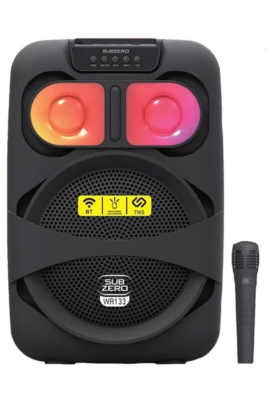 EXENAR Portatif Bluetooth Hoparlör Mikrofonlu Karaoke Seti 20W 8 inç RGB Işıklı TWS Speaker - Resim 2