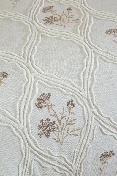 Abuda Nakışlı Şönil 3 Parça Çift Kişilik Yatak Örtüsü - Resim 3