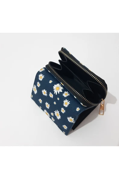 renkli çiçekler Kadın Cüzdan Mini Desenli Kadın Cüzdanı - Resim 3