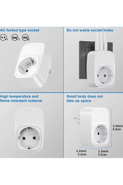 EXENAR Priz ve Şarj Duvar Tipi Tekli Priz USB ve Type C Şarj Aleti Usb Çoklayıcı - Resim 3