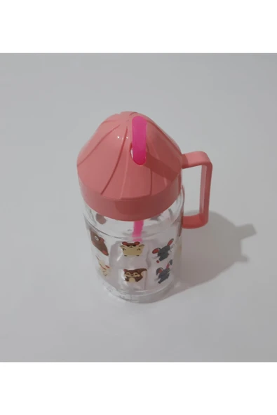 renkli çiçekler 350ml Su Meyve Suyu Süt Şişesi Çocuklar Için Pipetli Cam Suluk - 5