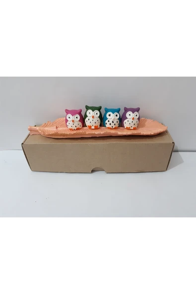 renkli çiçekler Biblo Yaprak Üstü Seramik Dekoratif Obje Süs - 2