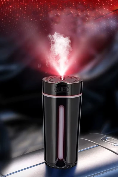 EXENAR Araç ve Ev Nemlendirici Cihazı Buharlı Koku Difüzörü Araba Koku Giderici 7 Renk Ledli Yıldızlı Siyah ürün görseli 1