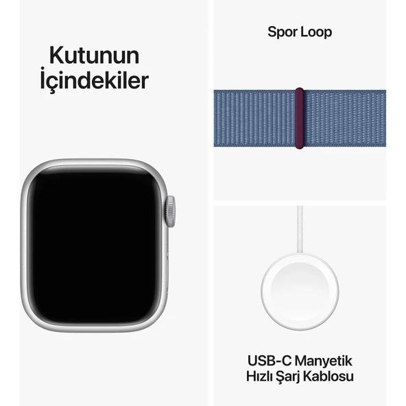 Apple Watch Series 9 GPS + Cellular 41mm Gümüş Rengi Alüminyum Kasa ve Buz Mavisi Spor Loop Kordon Akıllı Saat (Apple Türkiye Garantili) - 4