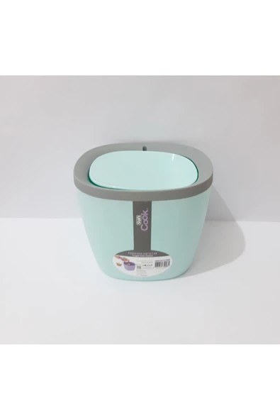 renkli çiçekler Çöp Kovası Tezgah Üstü Plastik Döner Kapaklı Yeşil Renk Mini Çöp Kova Ev Ofis İçin - Resim 2