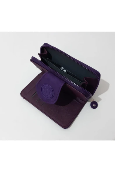 renkli çiçekler Kadın Cüzdanı Kullanışlı Mor Renk Klinkır Kadın Cüzdan 16x9 Cm - Resim 4