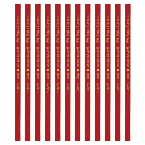 Faber-Castell 1700 Kurşun Asetat Kalemi Kırmızı 12 Adet ürün görseli