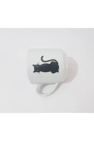 Güral Porselen 350 ML Çay Kahve Su Kupası Kedi Desenli Porselen Kupa - Resim 3