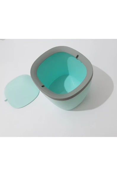 renkli çiçekler Çöp Kovası Tezgah Üstü Plastik Döner Kapaklı Yeşil Renk Mini Çöp Kova Ev Ofis İçin - Resim 4